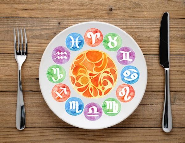 plato con los simbolos del zodiaco
